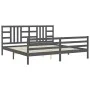 Gray solid wood bed frame with headboard 200x200 cm by vidaXL, Beds and slatted bases - Ref: Foro24-3193943, Price: 170,48 €,...