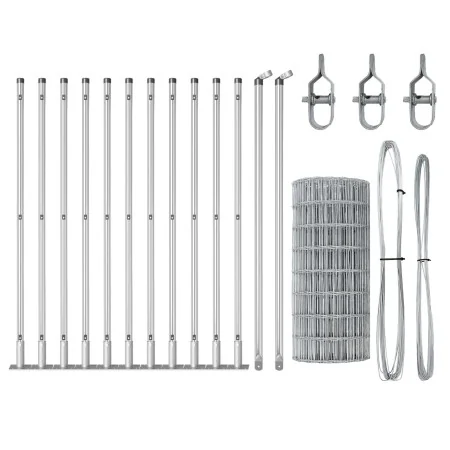 Cerca Euro con 13 postes con brida 0.6x25 m de acero galvanizado | Foro24.es | Tu tienda online para hogar, jardín y más Foro24.es