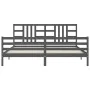 Gray solid wood bed frame with headboard 200x200 cm by vidaXL, Beds and slatted bases - Ref: Foro24-3193943, Price: 170,48 €,...
