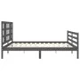 Gray solid wood bed frame with headboard 200x200 cm by vidaXL, Beds and slatted bases - Ref: Foro24-3193943, Price: 170,48 €,...