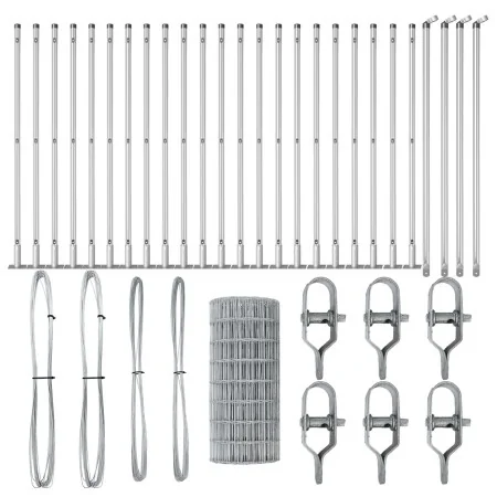 Euro Fence con 13 Postes Flangeados 0.4x50 m Acero Galvanizado | Foro24.es | Tu tienda online para hogar, jardín y más Foro24.es