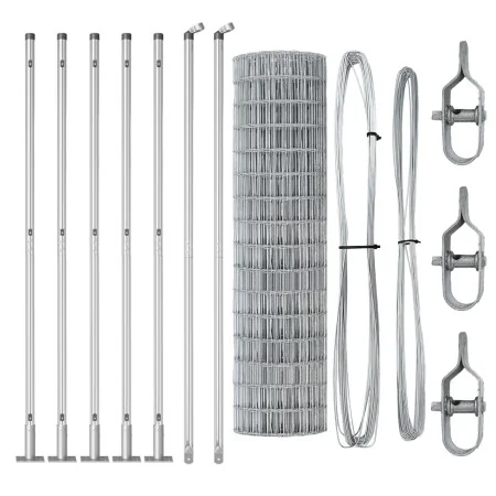 Valla Euro con 7 Poste Flanged 1.2x10 m Acero Galvanizado | Foro24.es | Tu tienda online para hogar, jardín y más Foro24.es