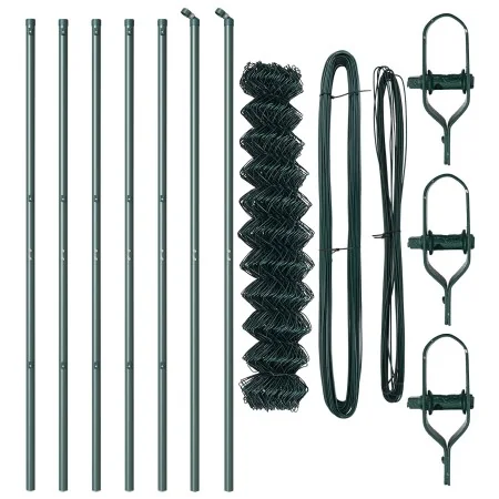 Cerca de Eslabones de Cadena con 7 Postes 1x10 m Acero Galvanizado Verde | Foro24.es | Tu tienda online para hogar, jardín y más Foro24.es