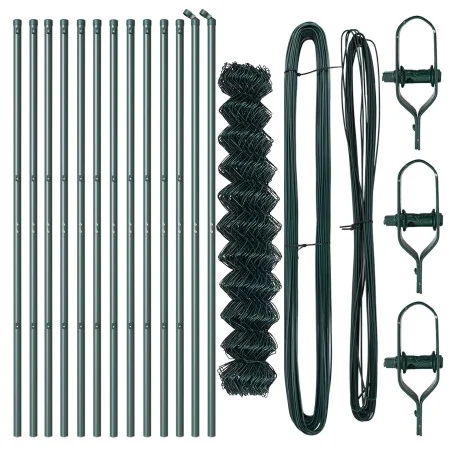 Cerca de Cadena con 13 Postes 1.2x25 m Acero Galvanizado Verde | Foro24.es | Tu tienda online para hogar, jardín y más Foro24.es