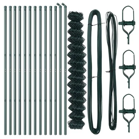 Cerca de enlace de cadena con 13 postes 1,6x25 m de acero galvanizado verde | Foro24.es | Tu tienda online para hogar, jardín y más Foro24.es