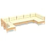 Garden furniture 7 pieces and cushions solid cream pine wood by vidaXL, Garden sets - Ref: Foro24-3097163, Price: 513,77 €, D...
