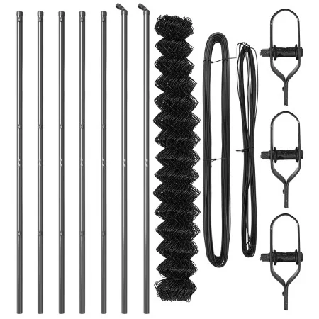 Cerca de eslabones de cadena con 7 postes 1.6x10 m de acero galvanizado gris | Foro24.es | Tu tienda online para hogar, jardín y más Foro24.es
