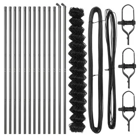 Cerca de Malla de Cadena Set de 2 Gris Acero 25 x