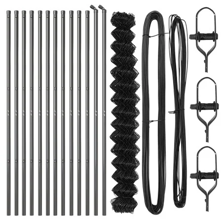 Valla de Eslabones de Cadena con 13 Postes 1.6x25 m Acero Galvanizado Gris | Foro24.es | Tu tienda online para hogar, jardín y más Foro24.es