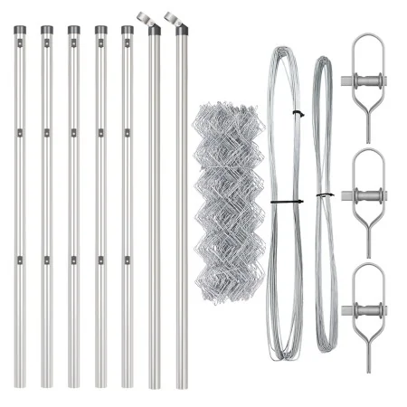 Cerca de Eslabones de Cadena con 7 Postes 0.6x10 m Acero Galvanizado | Foro24.es | Tu tienda online para hogar, jardín y más Foro24.es