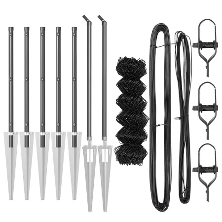 Cerca de eslabones de cadena con 7 postes en espiga 0.6x10 m de acero galvanizado | Foro24.es | Tu tienda online para hogar, jardín y más Foro24.es