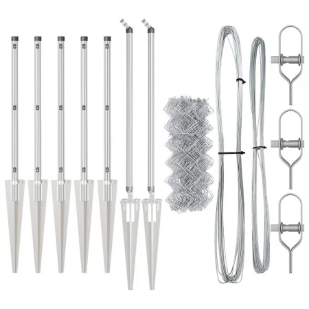 Cerca de malla eslabonada con 7 postes de anclaje 0.6x10 m Acero galvanizado | Foro24.es | Tu tienda online para hogar, jardín y más Foro24.es