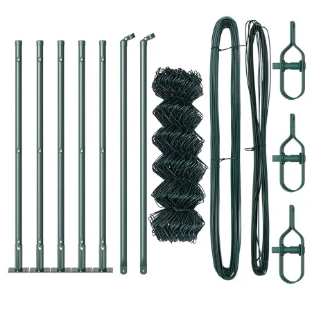 Cerca de malla con 7 postes bridados 0.4x10 m acero galvanizado | Foro24.es | Tu tienda online para hogar, jardín y más Foro24.es