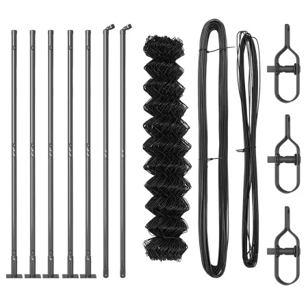 Cerca de Malla de Cadena con 7 Postes Flangeados 1.2x10 m Acero Galvanizado | Foro24.es | Tu tienda online para hogar, jardín y más Foro24.es