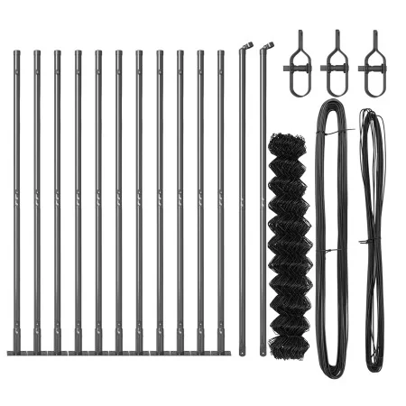 Cerca de Eslabones de Cadena con 13 Postes Aplanados 0.8x25m Acero Galvanizado | Foro24.es | Tu tienda online para hogar, jardín y más Foro24.es