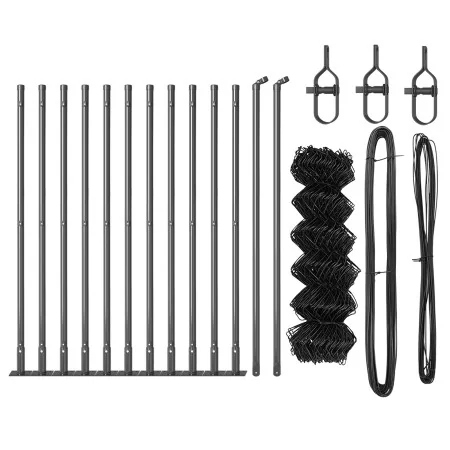 Cerca de Eslabones de Cadena con 13 Postes Flangeados 0.6x25 m de Acero Galvanizado | Foro24.es | Tu tienda online para hogar, jardín y más Foro24.es