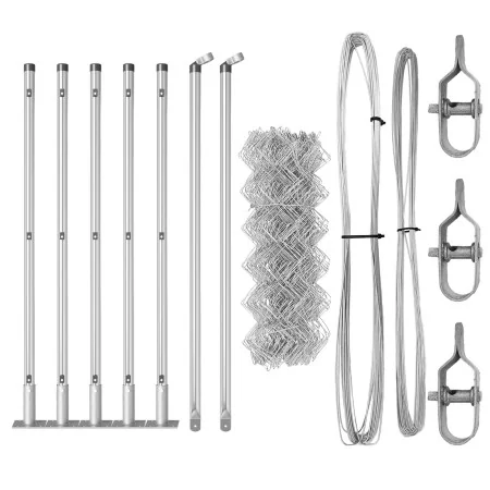 Cerca de Malla con 7 Postes Flanjados 0.4x10 m Acero Galvanizado | Foro24.es | Tu tienda online para hogar, jardín y más Foro24.es