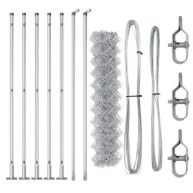Cerca de Eslabones de Cadena con 7 postes con brida 1x10 m Acero Galvanizado von , Zaunpaneele - Ref: Foro24-3351293, Preis: ...