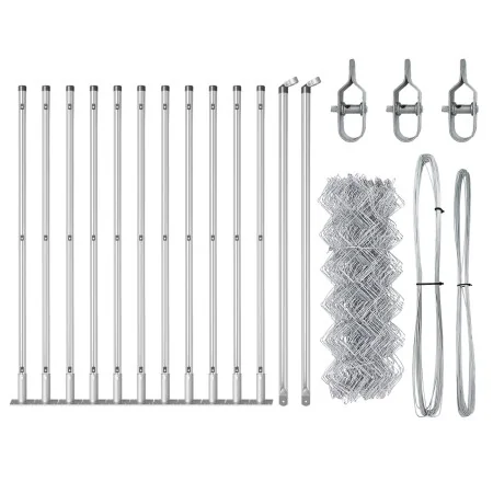 Cerca de Malla de Cadena con 13 Postes Flangados 0.6x25 m Acero Galvanizado | Foro24.es | Tu tienda online para hogar, jardín y más Foro24.es