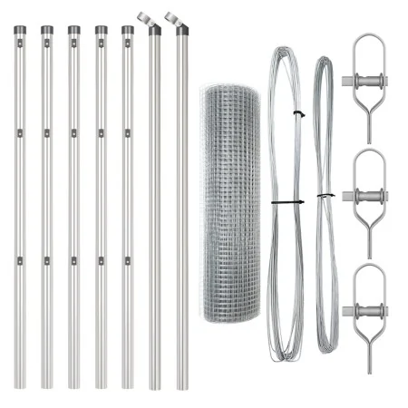 Cerca de Alambre Soldado con 7 Postes 0.4x10 m Acero Galvanizado | Foro24.es | Tu tienda online para hogar, jardín y más Foro24.es