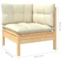 Garden furniture 7 pieces and cushions solid cream pine wood by vidaXL, Garden sets - Ref: Foro24-3097163, Price: 513,77 €, D...