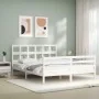 Weißer Massivholzbettrahmen mit Kopfteil 160x200 cm von vidaXL, Betten und Lattenroste - Ref: Foro24-3194842, Preis: 143,97 €...