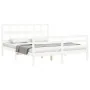White solid wood bed frame with headboard 160x200 cm by vidaXL, Beds and slatted bases - Ref: Foro24-3194842, Price: 142,16 €...