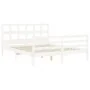 White solid wood bed frame with headboard 160x200 cm by vidaXL, Beds and slatted bases - Ref: Foro24-3194842, Price: 142,16 €...