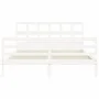 White solid wood bed frame with headboard 160x200 cm by vidaXL, Beds and slatted bases - Ref: Foro24-3194842, Price: 142,16 €...