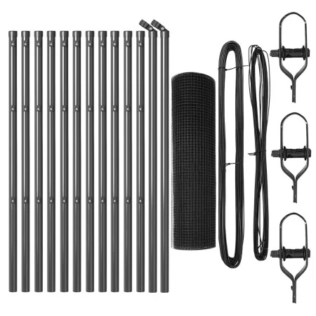 Juego de postes de cerca Set de 2 Gris Plástico, Metal 25 x 0.5 m by , fence panels - Ref: Foro24-3351832, Price: 100,04 €, D...