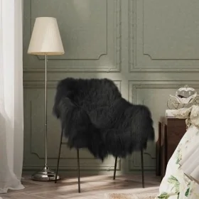 Cubierta de asiento de piel de oveja islandesa negra 70x110 cm de vidaXL, Decoración - Ref: Foro24-335854, Precio: 82,11 €, D...