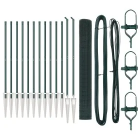 Juego de Postes de Cerca Set de 2 Verde Metal y