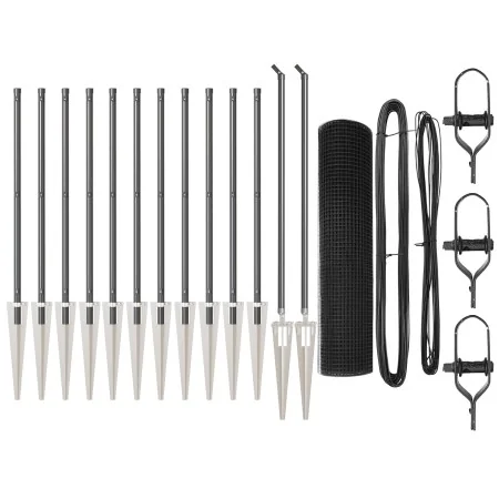 Juego de Postes de Cerca Gris Set de 2 Gris Acero Mediano by , fence panels - Ref: Foro24-3352200, Price: 218,80 €, Discount:...