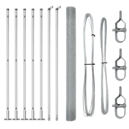 Cerca de Alambre Soldado con 7 Postes con Brida 1.4x10 m Acero Galvanizado | Foro24.es | Tu tienda online para hogar, jardín y más Foro24.es