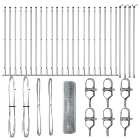 Cerca de Alambre Soldado con 13 postes con brida 1x50 m Acero Galvanizado by , fence panels - Ref: Foro24-3352353, Price: 313...
