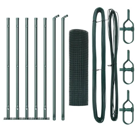 Cerca de Alambre Soldado con 7 Postes Flangados Verde 0.6x10 m de Acero | Foro24.es | Tu tienda online para hogar, jardín y más Foro24.es