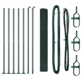 Juego de Postes de Cerca Set de 2 Verde Metal 10
