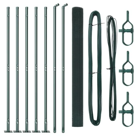 Cerca de Alambre Soldado con 7 Postes con Flange Verde 1.4x10 m Acero | Foro24.es | Tu tienda online para hogar, jardín y más Foro24.es