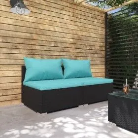 2-piece garden furniture set and black synthetic rattan cushions by vidaXL, Garden sets - Ref: Foro24-3101393, Price: 155,59 ...