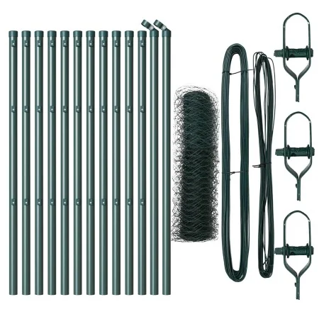 Cerca Hexagonal Verde 0.6x25 m de Acero, Postes de Cerca 13 pcs Verde Ø32 mm 100 cm Acero Galvanizado | Foro24.es | Tu tienda online para hogar, jardín y más Foro24.es