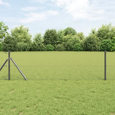 Valla Hexagonal Gris 0.6x10 m Acero, Postes de Valla 7 pcs Gris Ø32 mm 100 cm Acero Galvanizado | Foro24.es | Tu tienda online para hogar, jardín y más Foro24.es