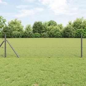 Cerca Hexagonal Gris 0.8x10 m Acero, Postes para