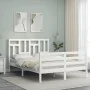 Estructura de cama con cabecero madera maciza blanco 120x200 cm de vidaXL, Camas y somieres - Ref: Foro24-3194957, Precio: 12...
