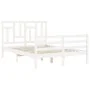 White solid wood bed frame with headboard 120x200 cm by vidaXL, Beds and slatted bases - Ref: Foro24-3194957, Price: 123,20 €...