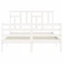 White solid wood bed frame with headboard 120x200 cm by vidaXL, Beds and slatted bases - Ref: Foro24-3194957, Price: 123,20 €...