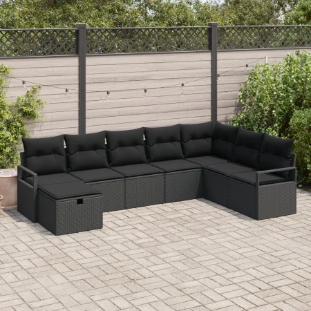 Set de Sofá de Jardín de 8 Piezas con Cojines de Poliratán Negro, Sofá de Jardín de 2 Plazas con Cojines de Poliratán Negro | Foro24.es | Tu tienda online para hogar, jardín y más Foro24.es