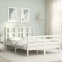 Weißer Massivholzbettrahmen mit Kopfteil 140x200 cm von vidaXL, Betten und Lattenroste - Ref: Foro24-3194117, Preis: 136,80 €...