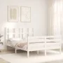 Weißer Massivholzbettrahmen mit Kopfteil 140x200 cm von vidaXL, Betten und Lattenroste - Ref: Foro24-3194117, Preis: 136,80 €...