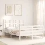 White solid wood bed frame with headboard 140x200 cm by vidaXL, Beds and slatted bases - Ref: Foro24-3194117, Price: 136,81 €...