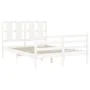 White solid wood bed frame with headboard 140x200 cm by vidaXL, Beds and slatted bases - Ref: Foro24-3194117, Price: 136,81 €...